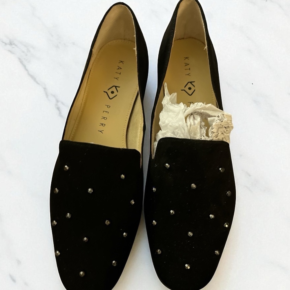 NIB Katy Perry “The Allena Microsuede Black Studded Loafers